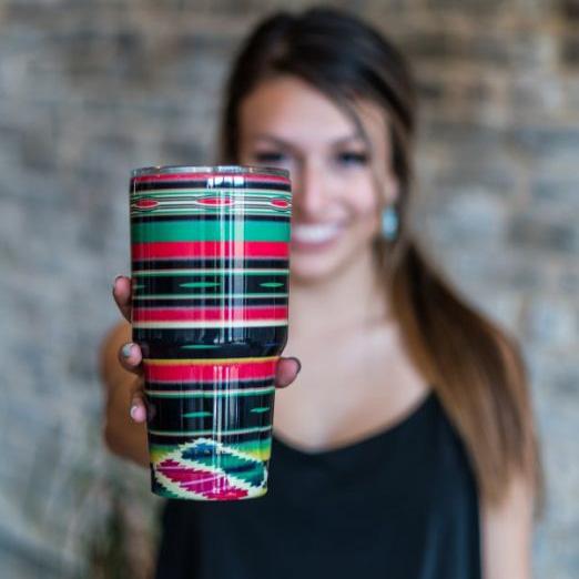 Black Multi Serape Tumbler