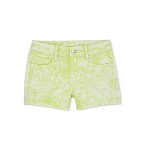 Girls Neon Green Acid Wash Shorts