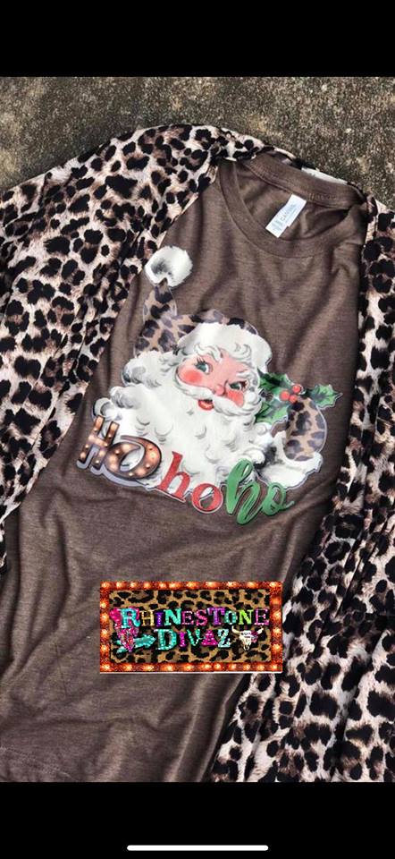 Brown Leopard Santa Tee