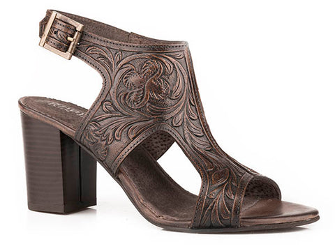 Brown Tooled Mika Sandal