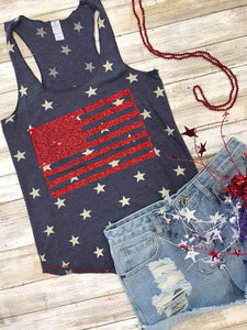 Glitter Flag Star Tank