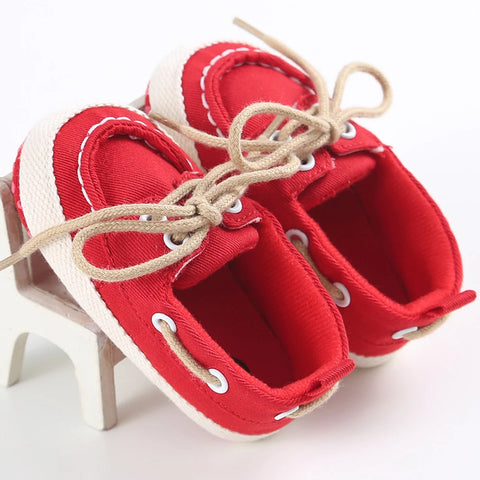 Infant Red Denim Boat Shoes