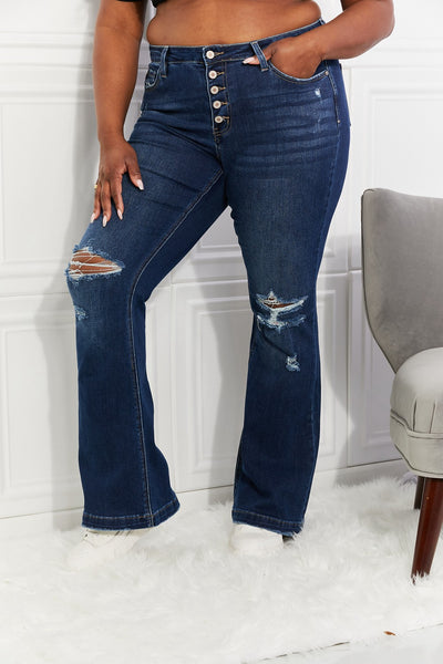 Full Size Reese Midrise Button Fly Flare Jeans