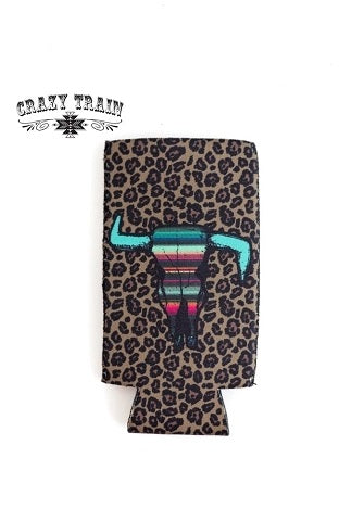 Leopard Cow Skull Koozie