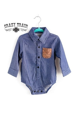 Leather Little Denim Onesie/Top