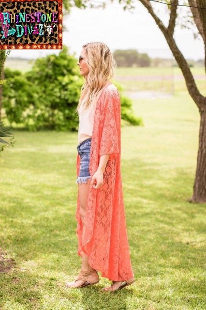 Neon Orange Lace Duster