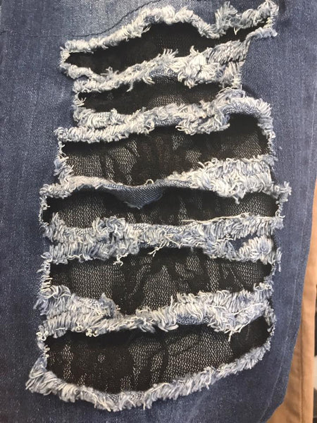 650 Black Rose Lace Insert Jeans