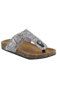 Silver Glitter Birk Style Sandal