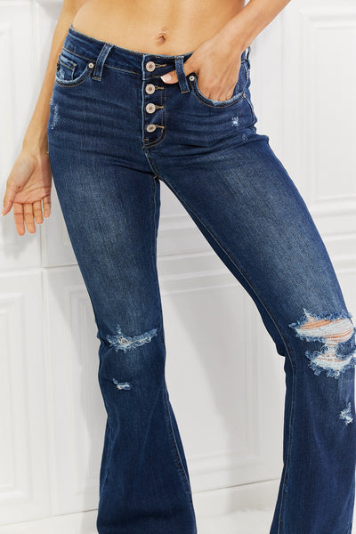 Full Size Reese Midrise Button Fly Flare Jeans