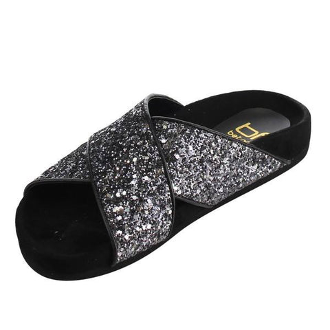 Pewter Glitter Strappy Sandal
