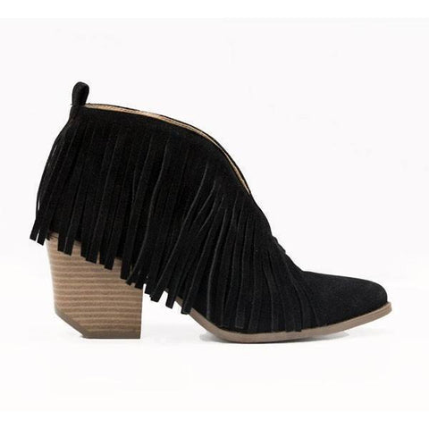 Black Fringe Bootie