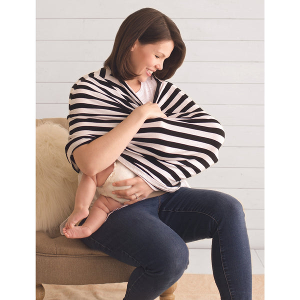 Black + White Stripe Mom Boss™ Nursing & Shopping Cover