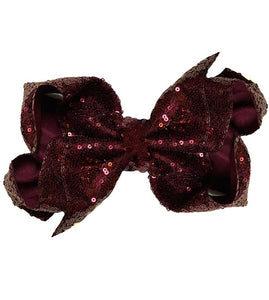 Wine Sequin Bow