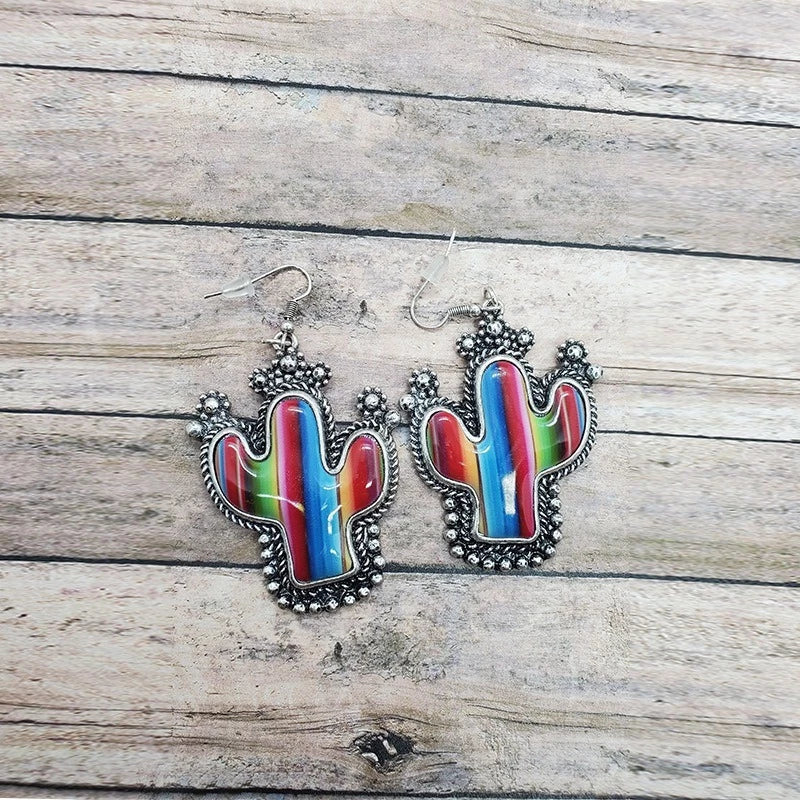 Serape Cactus Earrings