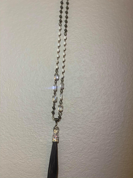 Long Layered Black Tassel Necklace