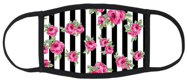 Adult Stripe Floral Mask