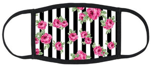 Adult Stripe Floral Mask