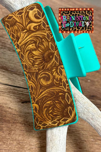 LEATHER IN TURQUOISE JUMBO HAIR CLIP