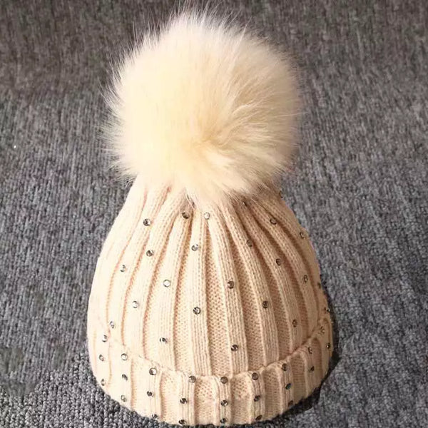 Kids Bling Pom Beanies**MULTIPLE COLORS**