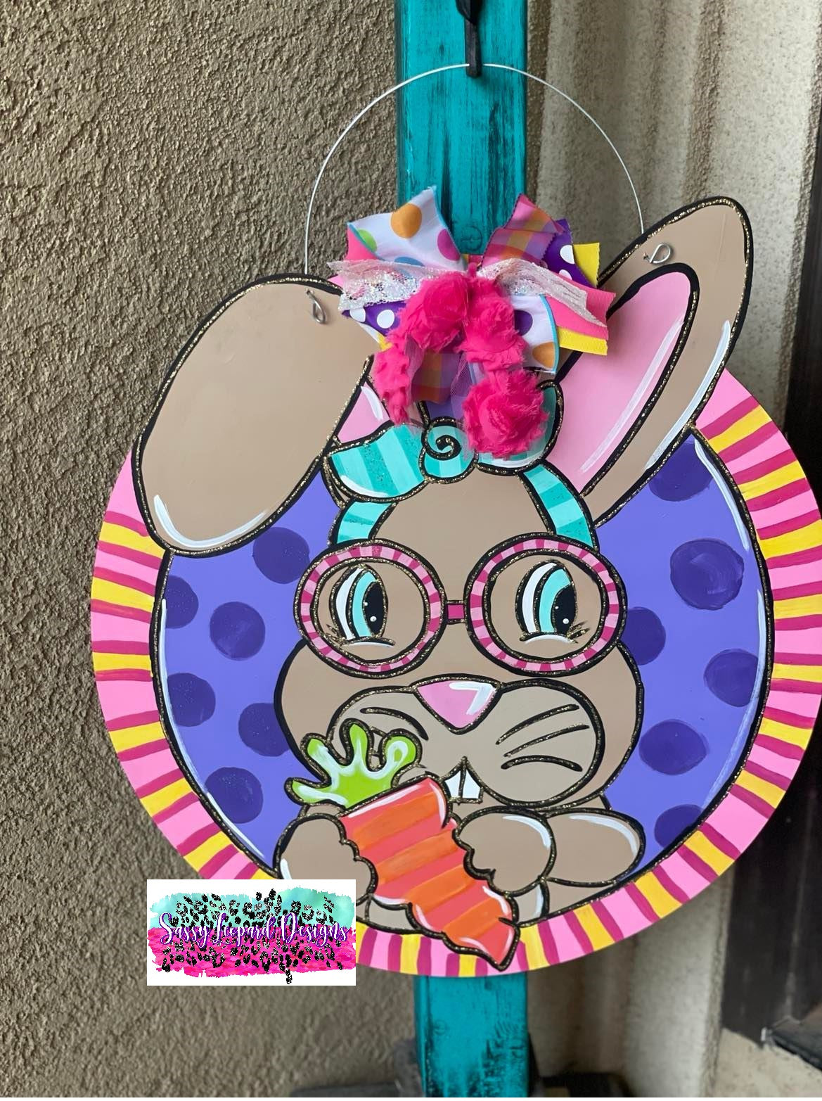 30" Bunny With Glasses Door Hanger
