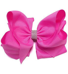 Hot Pink Double Layer Rhinestone Bow