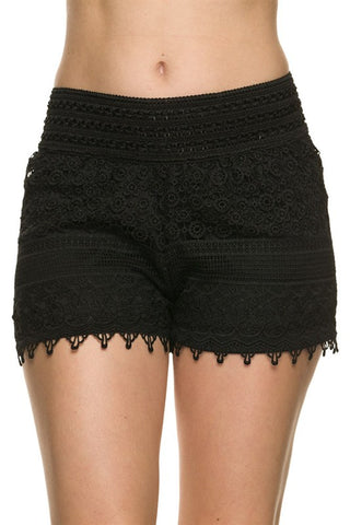 Black Crochet Shorts