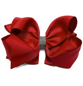 Dark Red Double Layer Rhinestone Bow