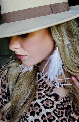 Cream Shake Your Tail Feather Earrings