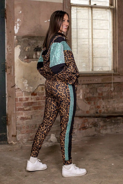 Sequin Leopard Wind Suit PANTS