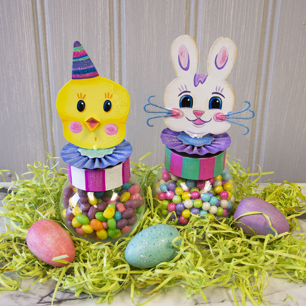 Vintage Chick and Bunny Bubble Jars