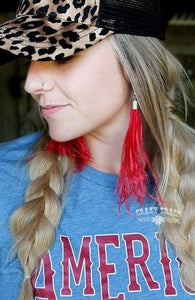 Red Shake Your Tail feather Earrings