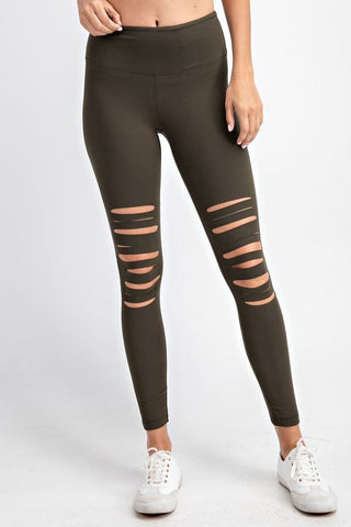 Olive Split Leggings