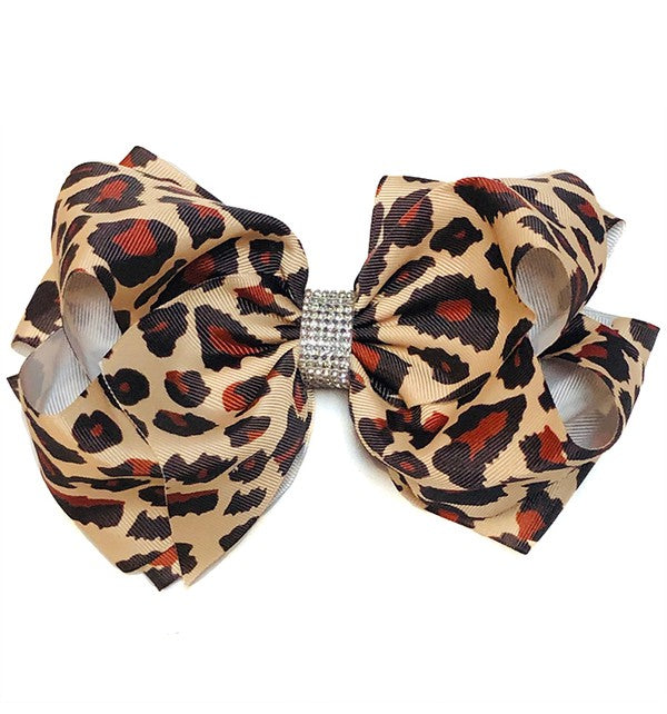 Cheetah Double Layer Rhinestone Bow
