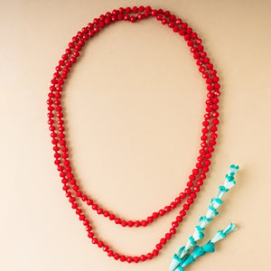 Bright Red Beaded Necklace