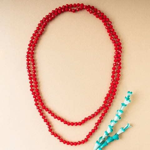 Bright Red Beaded Necklace