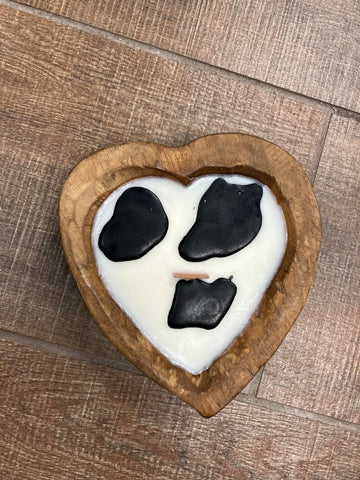 Mini Heart Dough Bowl Candle  *Cowprint* Simply Sweet
