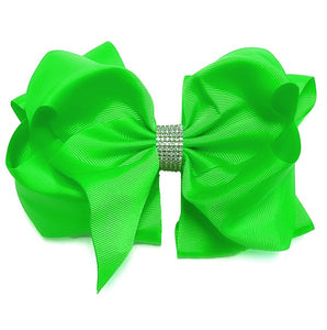 Lime Green Double Layer Rhinestone Bow