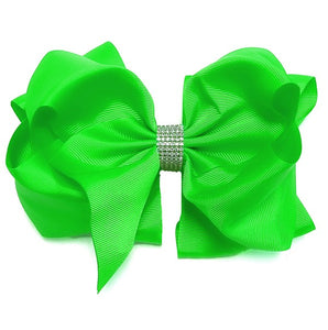 Lime Green Double Layer Rhinestone Bow