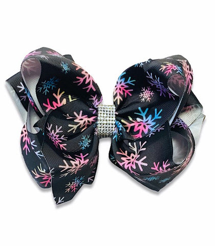 Colorful Snowflake Double Layer Rhinestone Bow
