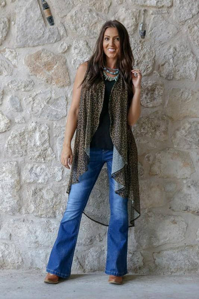 Mesh Leopard Duster Vest