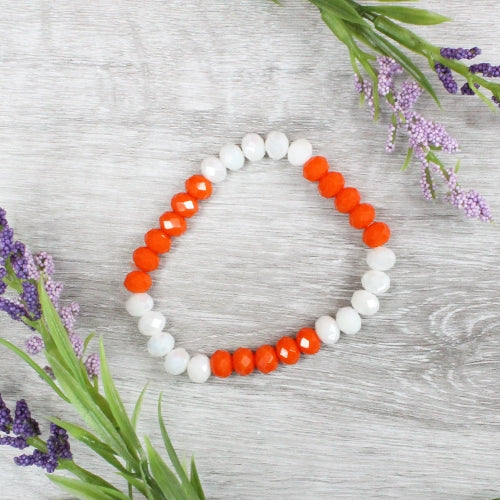 Orange/White Bead Bracelet