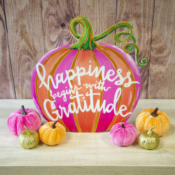 Happiness & Gratitude Pumpkin Stake