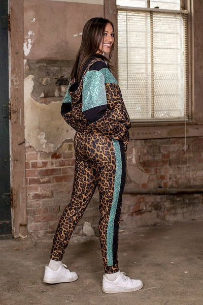 Sequin Leopard Wind Suit JACKET
