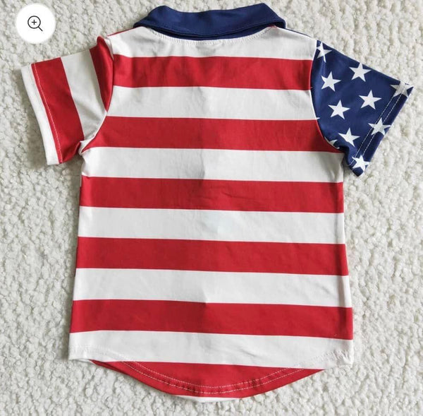 Boys Flag Button Up Top