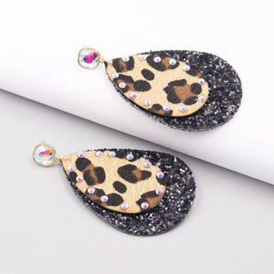 Black Glitter & Leopard Boujee Earrings