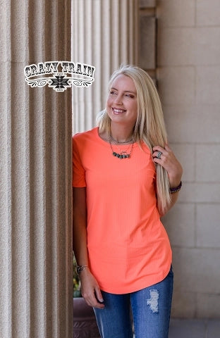 Neon Coral Solid Choice Top