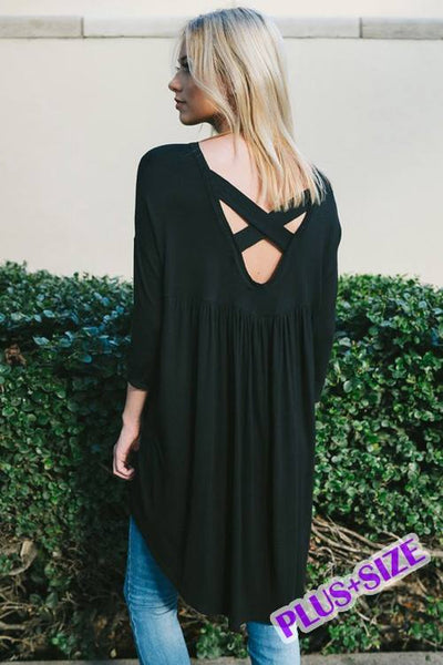Black Cross Back Hi Lo Tunic
