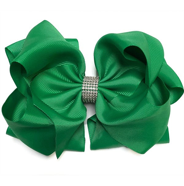 Parrot Green Double Layer Rhinestone Bow
