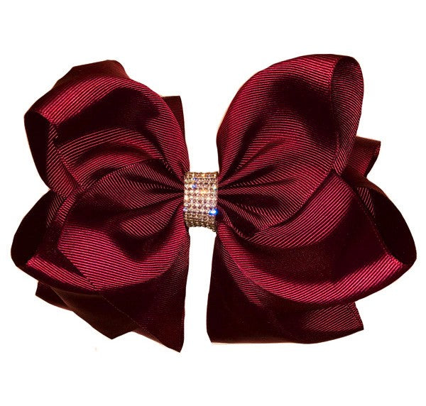 Wine Double Layer Rhinestone Bow