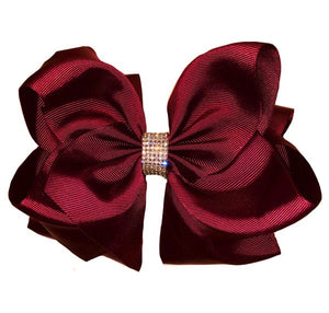 Wine Double Layer Rhinestone Bow